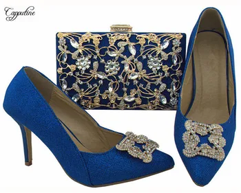 

Latest blue thin heel wedding/party set matching with shoes and bag set for lady BL003 heel height 8.5cm