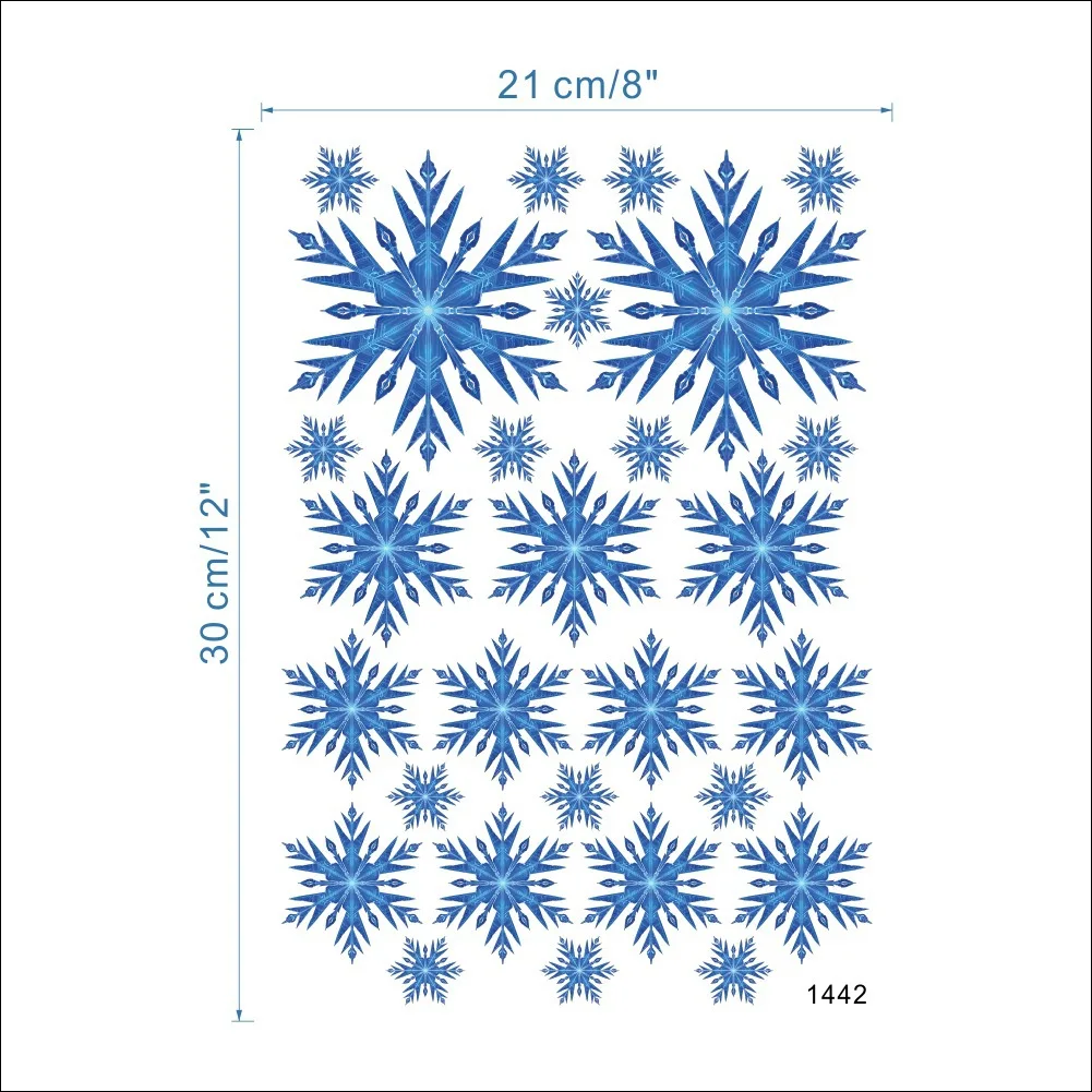 Рождественские наклейки на окна, синяя Снежинка, стеклянная наклейка, рождественские украшения для дома, Рождественский подарок на год Noel ZY1442