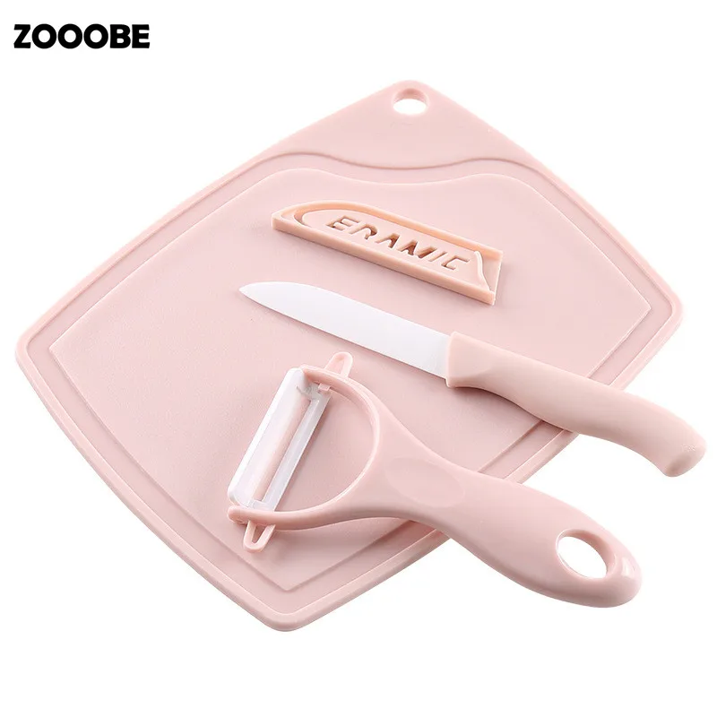 

ZOOOBE 3PCS Multifunction Fruit Vegetable Tools Peeler Ceramic Knife and Chopping Block Eco-Friendly Kitchen Accessories