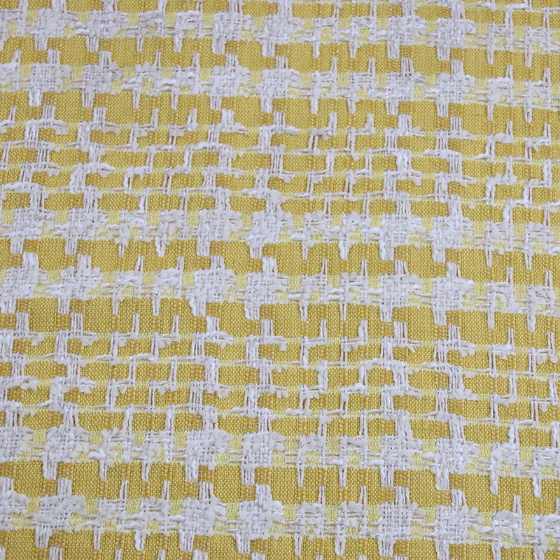Желтый Цвет Плетеный Твид ткань, пряжа окрашенная парча шерсть твид ткань для женщин пальто, хлопок и вискоза смешанные tissus au метр