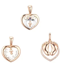 FJ 3 стиль для женщин девочек милые 585 розовое золото цвет ноги в форме сердца кулон ожерелья кубический циркон ювелирные изделия