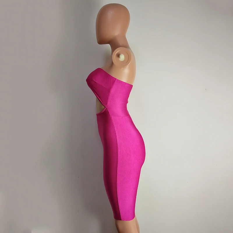 Спереди вырез стрейч розовый комбинезон сексуальные костюмы цельный Bodycon комбинезон без бретелек с открытыми плечами полые Клубная одежда наряд