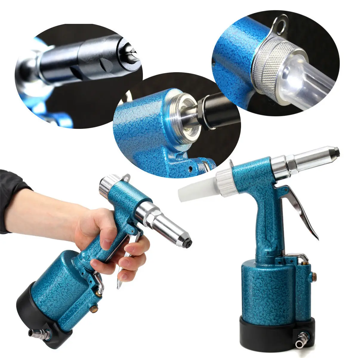 1/4" Pneumatic Air Hydraulic Pop Rivet Gun Riveter Riveting Garage Tool w/Wrench FREE SHIPin