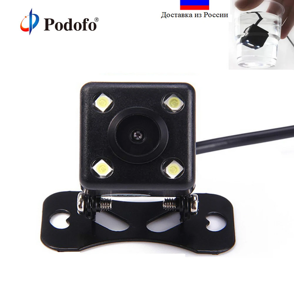 

Podofo 4 LED Auto CCD HD Car Backup Reverse Camera Monitor Parking Aid Reversing Mini Front Rear View Camera Color Night Vision