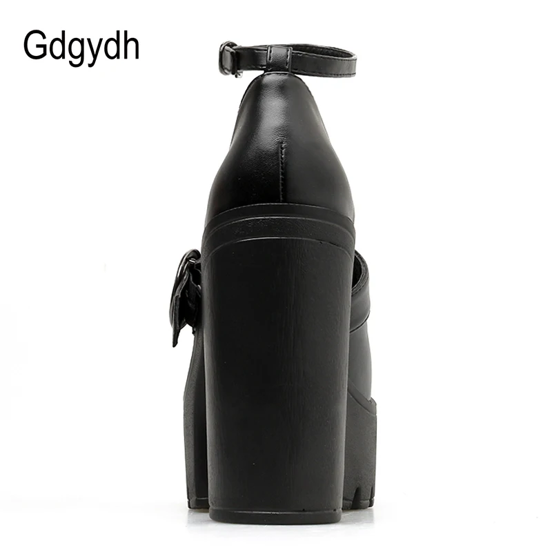 Женские туфли лодочки Gdgydh черные с пряжкой на высоком каблуке ремешком щиколотке