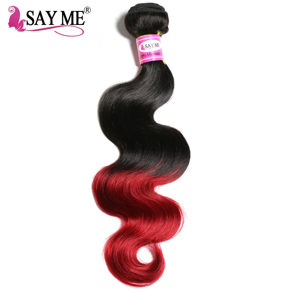 1b/Burgundy Ombre Brazilian Hair Body Wave Non Remy Human Hair Extensions Weave Bundles 1 Piece 2 Tone Red Hair Weft SAY ME Hair body-wave : image 1b/Burgundy Ombre Brazilian Hair Body Wave Non Remy Human Hair Extensions Weave Bundles 1 Piece 2 Tone Red Hair Weft SAY ME Hair body-wave