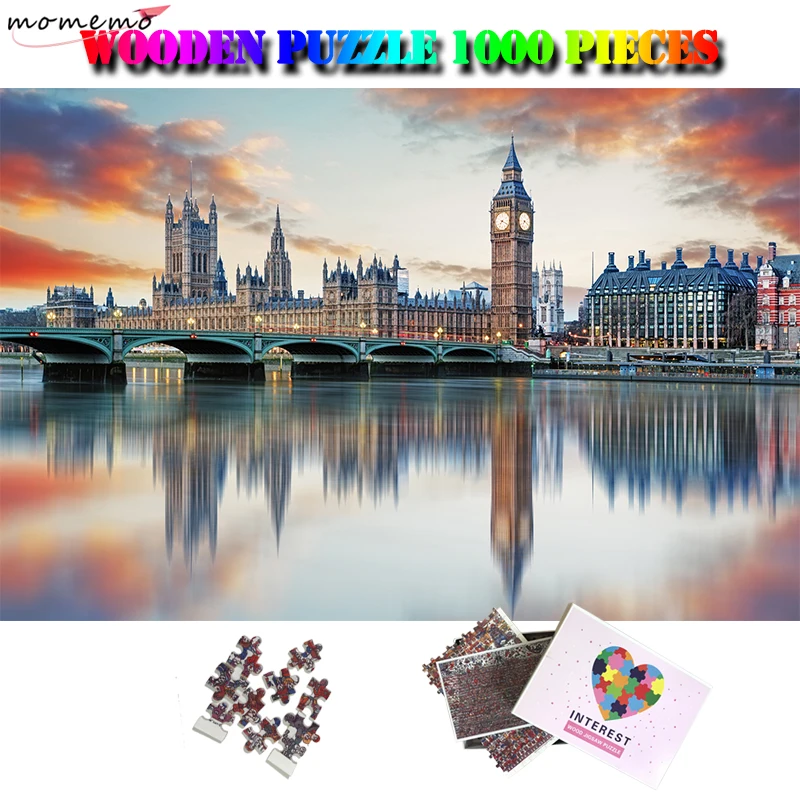 

MOMEMO Beautiful London Jigsaw Puzzles 1000 Pieces Wooden Puzzle Adults Brain Trainer Puzzle World Famous Landscape Puzzle Toys