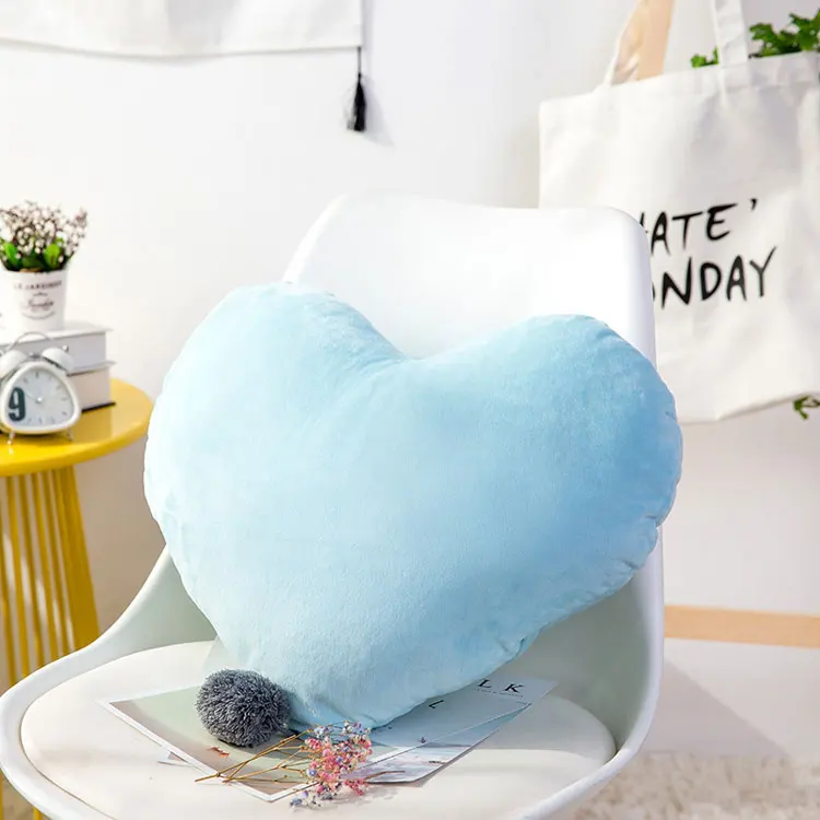 5 цветов карамельных цветов Милая подушка в форме сердечка плюшевая декоративная подушка мягкая набивная 3D хлопковая Подушка 52 см комната декоративная для подарка - Цвет: L.blue