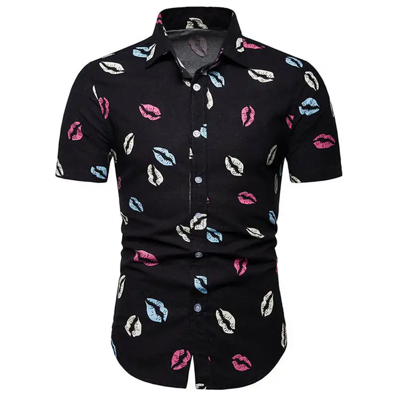 2019 новые летние мужские с коротким рукавом пляжный Гавайские рубашки хлопок повседневные Цветочные стандартные для рубашек большие