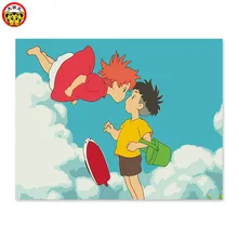 Аниме мультфильм, DIY Цифровая живопись, декоративная комната, Хаяо Миядзаки "Золотая рыбка на скале принцесса". Красивая любовь