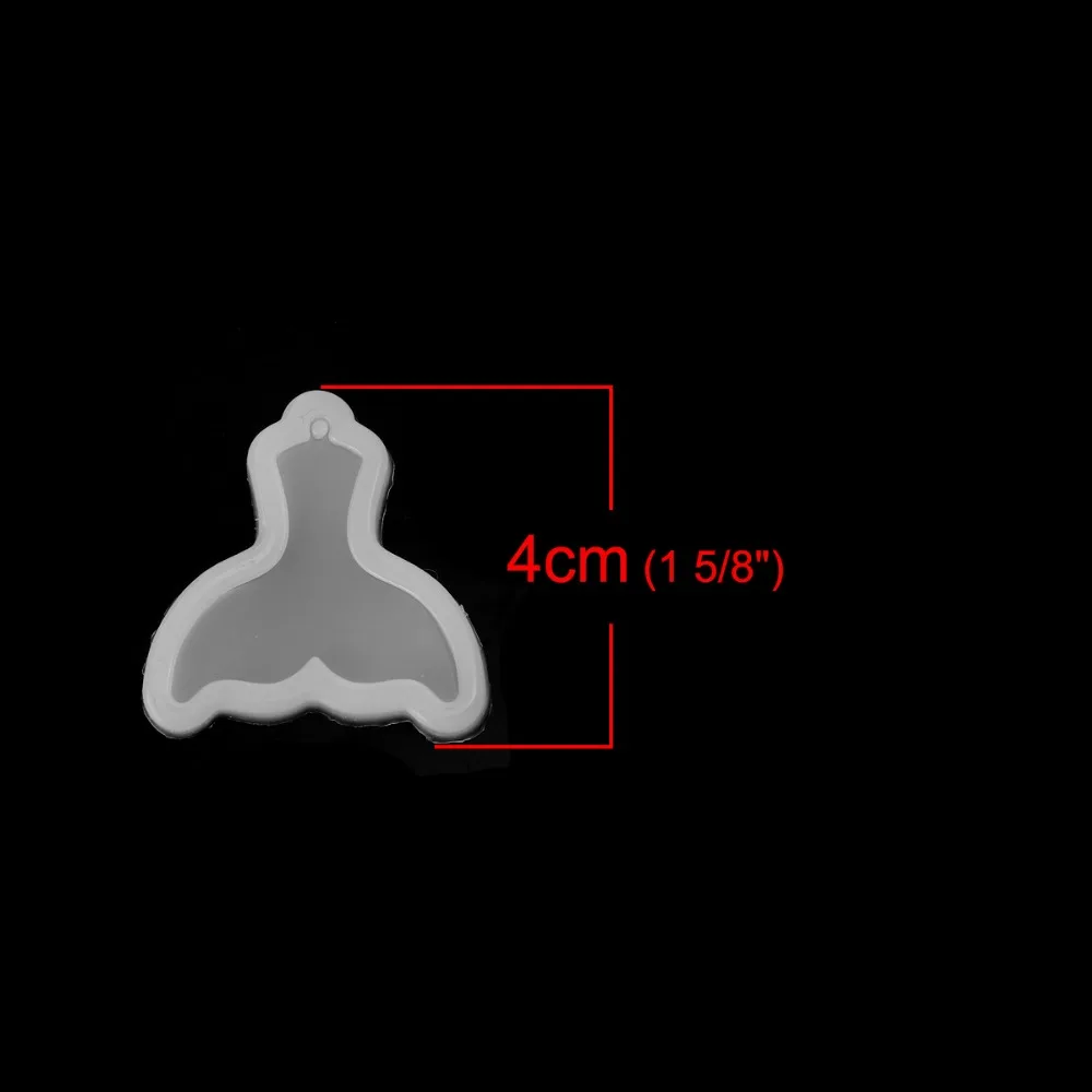 Doreenbeads силиконовая полимерная форма для ювелирных изделий Инструменты Аксессуары хвост русалки белый 40 мм(1 5/") x 40 мм(1 5/8"), 2 шт