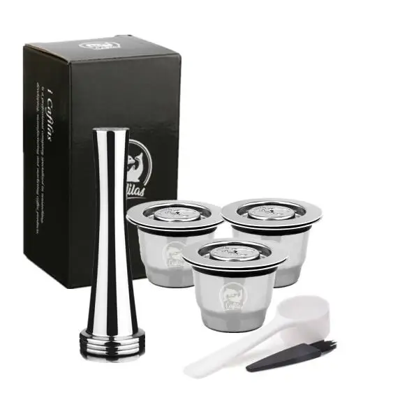 Капсула Nespresso reutilable Inox 2 в 1 использование Nespresso многоразовая капсула Crema Espresso многоразовая Nespresso - Цвет: 3 capusles 1tamper