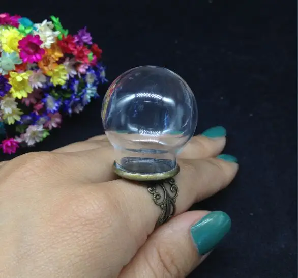 

20 шт 30*20 мм стеклянный купол глобус с бронзовым покрытием набор колец для цветов ручной работы стеклянная крышка для стеклянной бутылки Сделай Сам модное кольцо для вечеринки