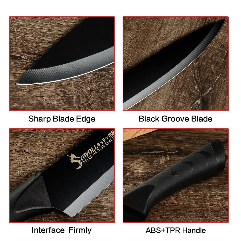 SOWOLL набор кухонных ножей из нержавеющей стали 7 "Santoku 8" нож шеф повара