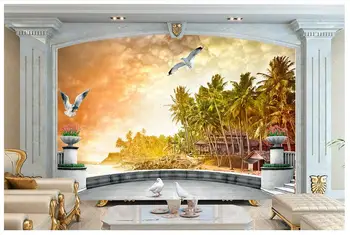 

Customized 3d murals wallpaper beautiful sea view 3D TV backdrop wall paper bedroom mural 3d wallpaper home decor