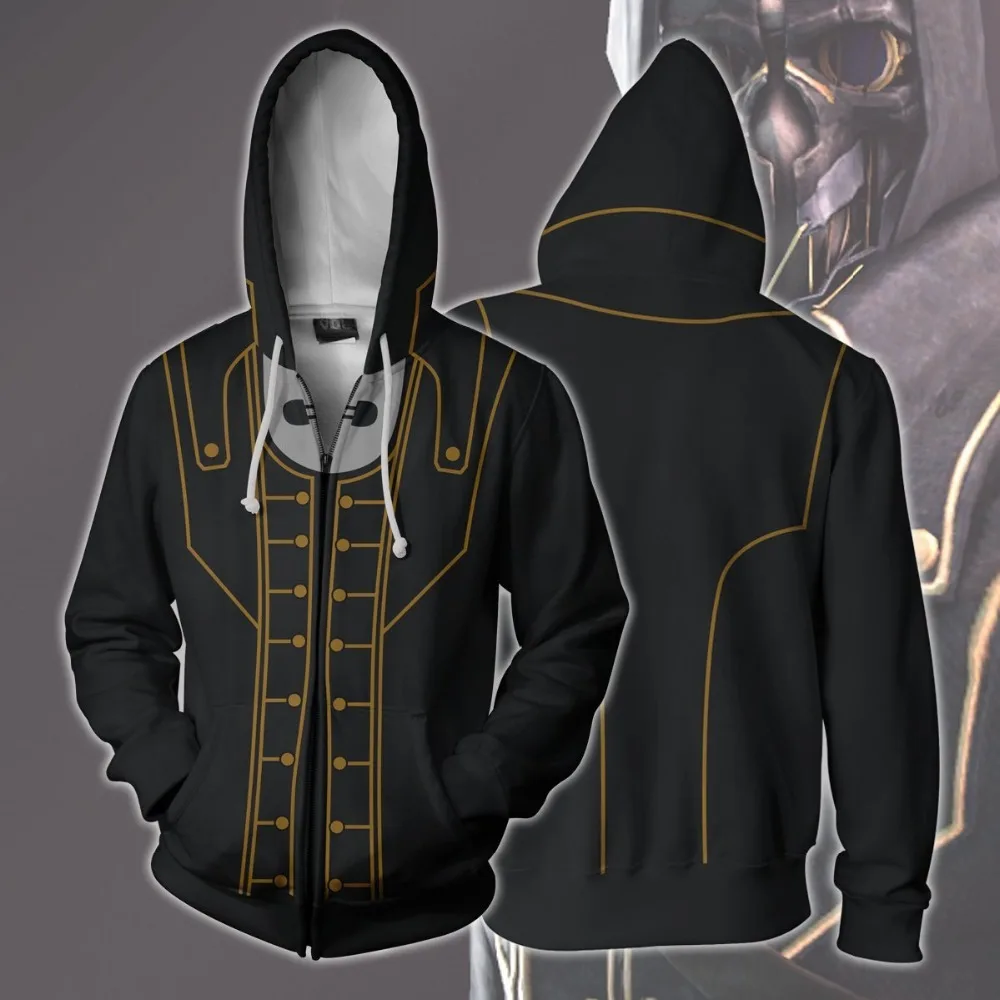 

3d Print Game Dishonored 2 Sweatshirts Hoodie Jackets Men Top Coat Zipper Casual Hoded Cosplay Costume