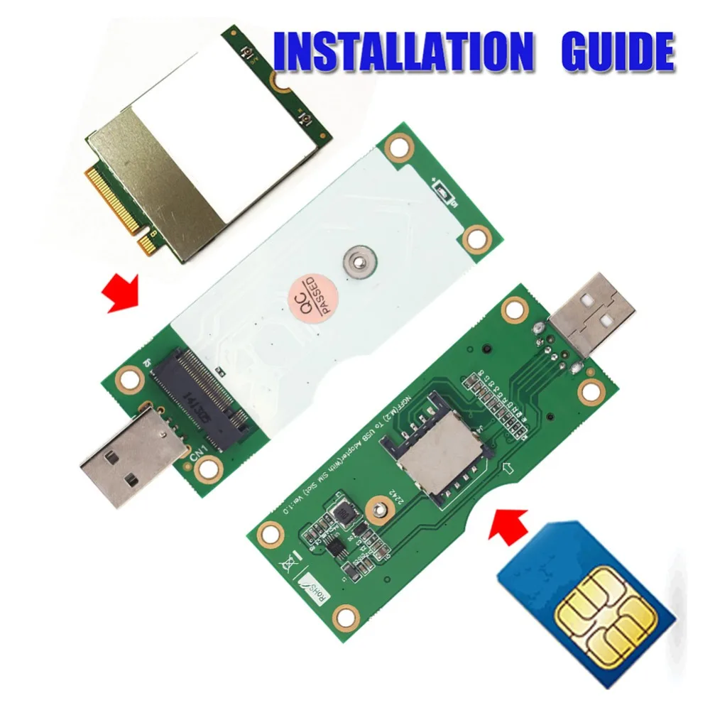 Wireless Ngff M 2 Key B Usb 2 0 Adapter With Sim Card 8 Pin Slot