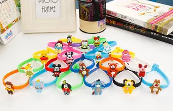 

New 50pcs Popular Creative mickey minnie stitch princess wristband PVC Unicorn silicone bracelet Bracelet T-508