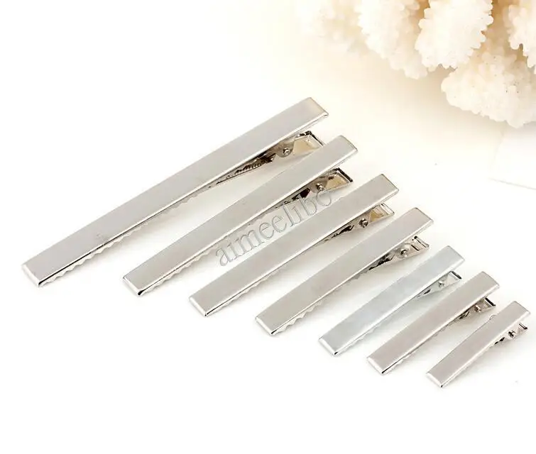 

100 pcs/ lot Silver Flat Metal Single Prong Alligator Hair Clips Hairpins Barrettes For Bows DIY Hair Band