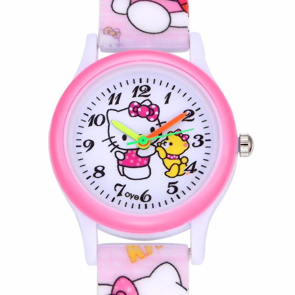 Обувь для девочек детей часы подарок милый котенок розовый наручные часы резиновый ремешок для часов с мультяшным котом кварцевые часы Saats детские часы Relogio Infantil