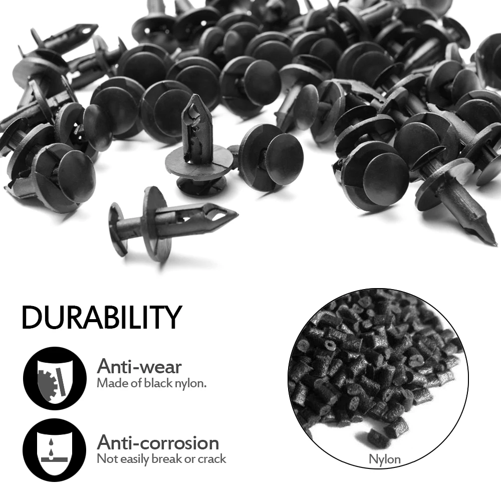 MICTUNING, 50 шт., нейлон, 8 мм, бампер, крепеж для автомобильного крыла, заклепки, фиксатор, авто штифты, мебельная сборка, расширительные винты, комплект