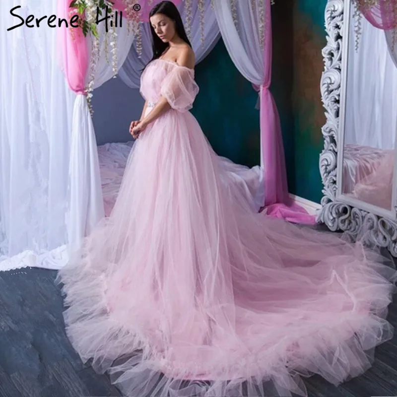 Romantique Rose Longue Train Enceinte Photographie Mariage Robe 2020 Volants Mariage Robes De Grande Taille Photo Robe Ha2005