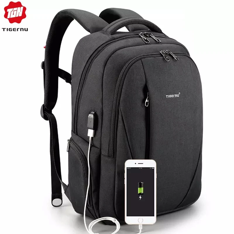 Tigernu USB للماء مكافحة سرقة الظهر للرجال 15.6 بوصة محمول الذكور حقيبة ظهر للسفر المدرسة حقائب Mochila