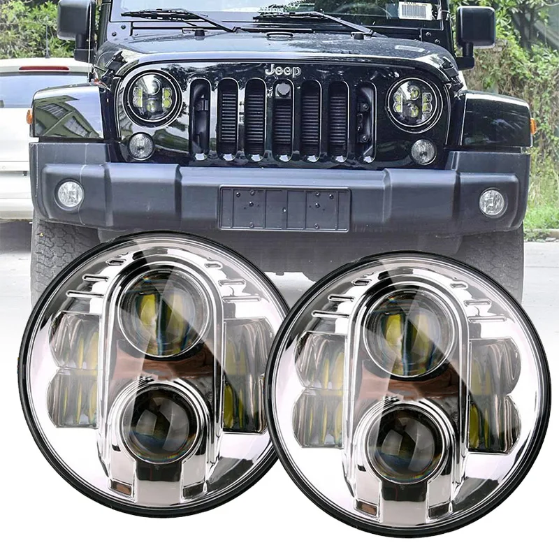

1Pair/1pcs 7" Inch headlgiht 80W H4 LED Projector Headlight with DRL12V High Low Beam For Urban Niva 4x4 Jeep JK Motorcycles