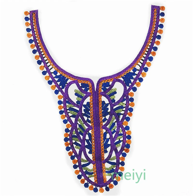 1PC Lace Embroidered Neckline Neck Collar Applique Trim Clothes Fabric