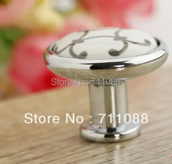 european style single hole Ceramic modern simple silver flower knob Kitchen Cabinet Furniture Handle knob