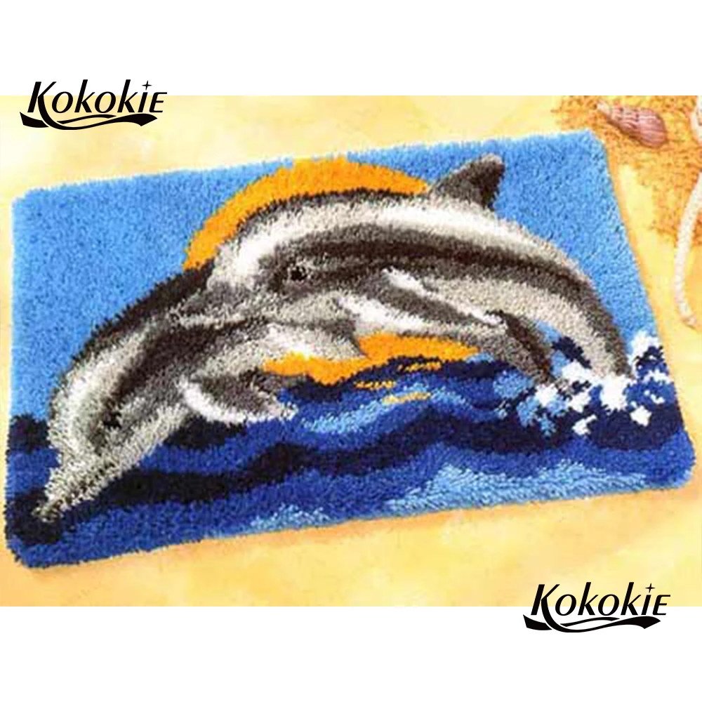 Jump dolphin комплект коврика с крючком холст печать vloerklee крючок защелкой вязанный tapis