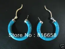 Free shipping@@Brand New Turquoise Silver circle Dangle Earrings Pair