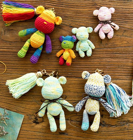 Hand knitted Violent Bear Plush toy animal bear Keyring Cartoon Doll Bear Gifts Plush bear toy key chain  Plush key chain