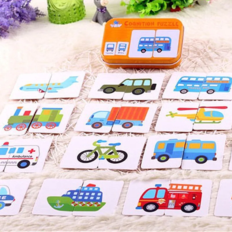 

Baby Toys Infant Early Head Start Training New Arrival Puzzle Cognitive Card Vehicl/Fruit/Animal/Life Set Pair Puzzle Baby Gift