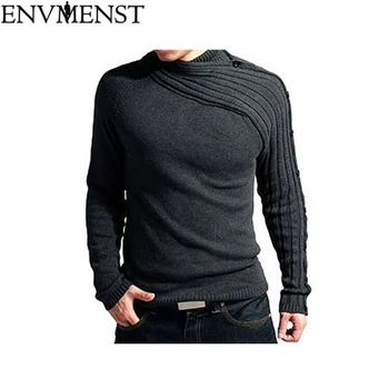 

Envmenst 2018 New Autumn Winter Men's Cotton Sweaters Solid Color Slim Men Pullover Knitted Sweater Men Fashion Sweater Men
