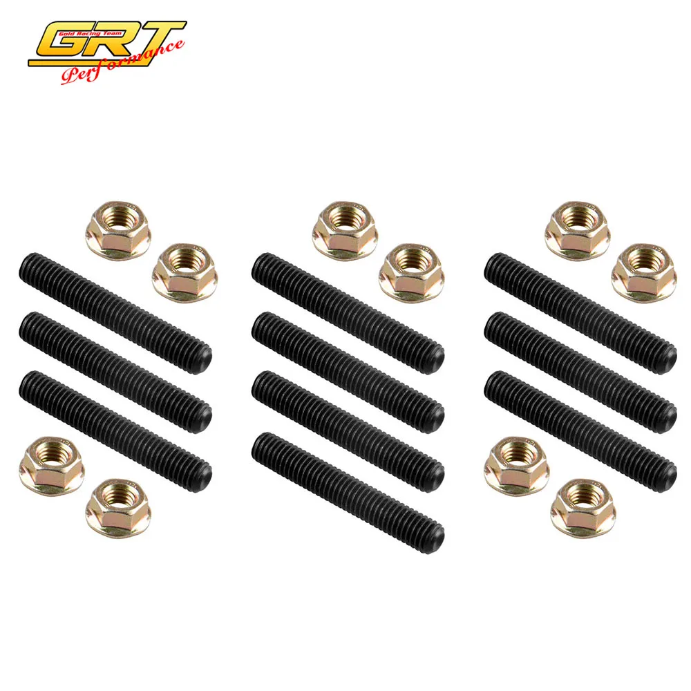 GRT Black Head Studs for Exhaust / Intake Manifold with Locking Hex