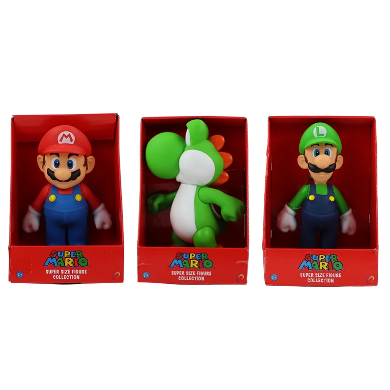 

3pcs/set 25CM Super Big Size Figure Collection Super Mario Luigi Yoshi Princess Peach PVC Action Figure Toy Children Gift