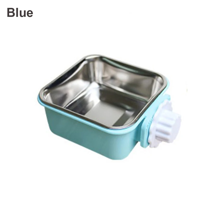 Pet Bowl Stainless Steel Water Food Feeder Feeding Dog Puppy Cat Hanging Cage Square Bowls Pet Supplies Pet Dog Cat Crate Cage