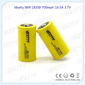 

2pcs/lot Hot selling 3.7V li-ion battery Vbatty IMR 18350 700mah 10.5A rechargeable battery with Button top