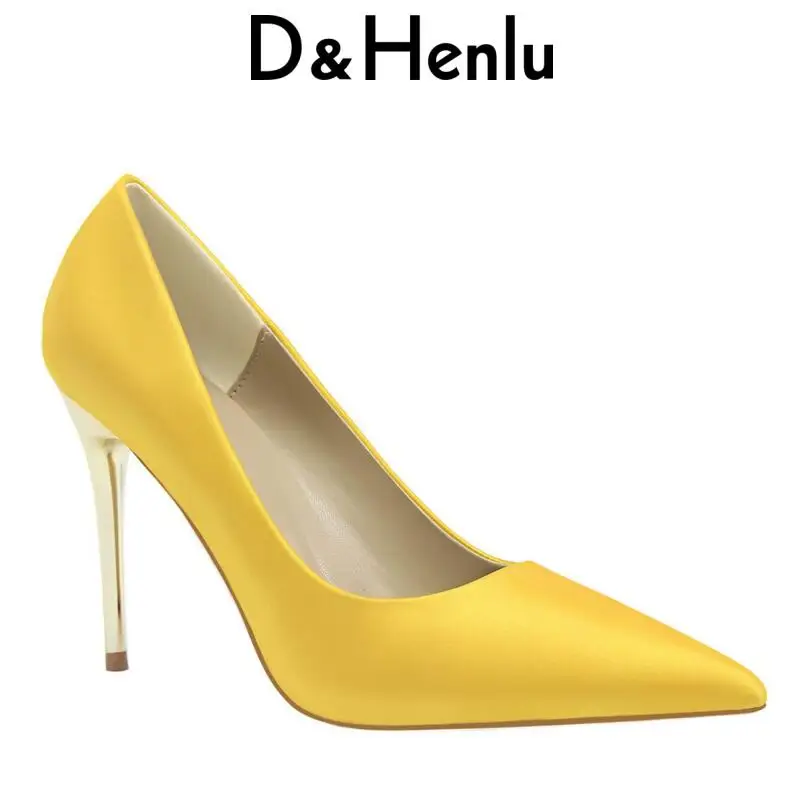 

{D&Henlu} Plus Size42 43 Shallow Pumps Women Shoes Big Size Heels Wedding Shoes Party High Heels Women Size Small Shoe 12color