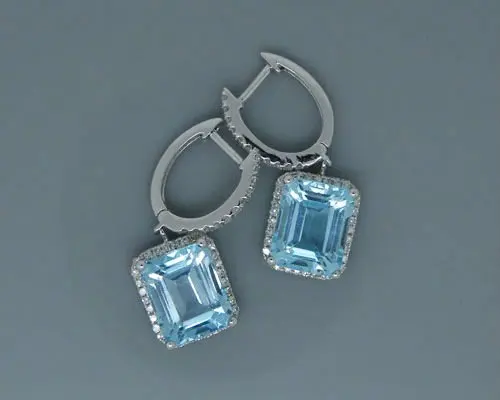 Online Solid 14kt White Gold Earring Blue Topaz Earrings Online Solid 14kt White Gold Earring Blue Topaz Earrings Emerald Cut 7x9mm With Diamond Drop For Aliexpress Mobile