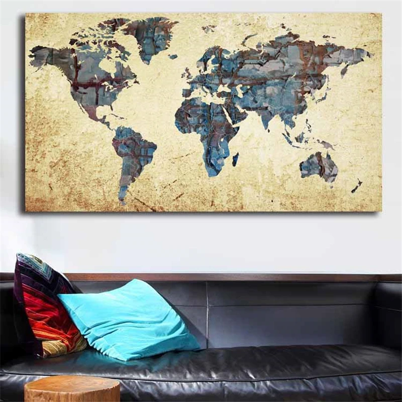 

World Map Motivational Wall Art Canvas Minimalist Posters Prints Painting Wall Pictures For Office Bedroom Home Decor Framework
