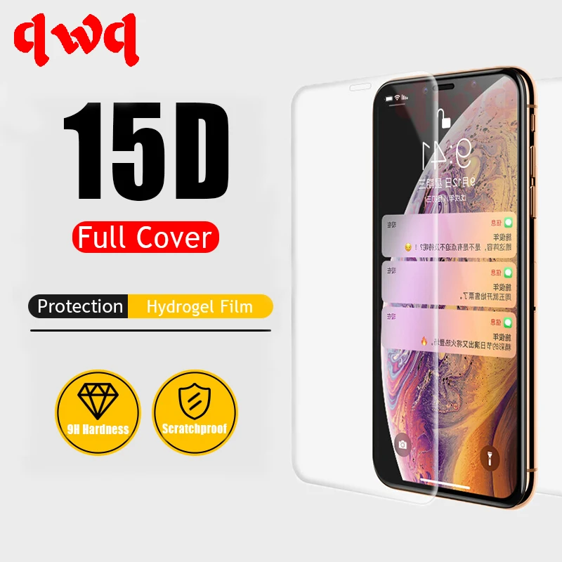 

15D Full Cover Hydrogel Front Film For iPhone X 7 8 6 Plus HD Screen Protector On The For iPhone Xs Max XR Protection Back Film