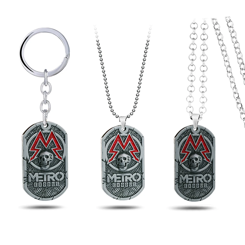 

Game Metro 2033 Keychain Men Metal Square Dog Tag Key Chain Pendant Car Key Ring Women llaveros hombre souvenir Jewelry New
