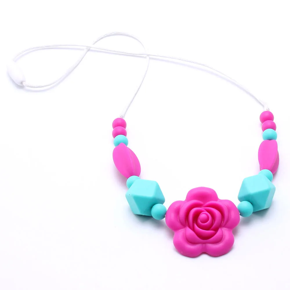 BABY Silicone Teething Nursing Breastfeeding Necklace chew chewable jewelry 