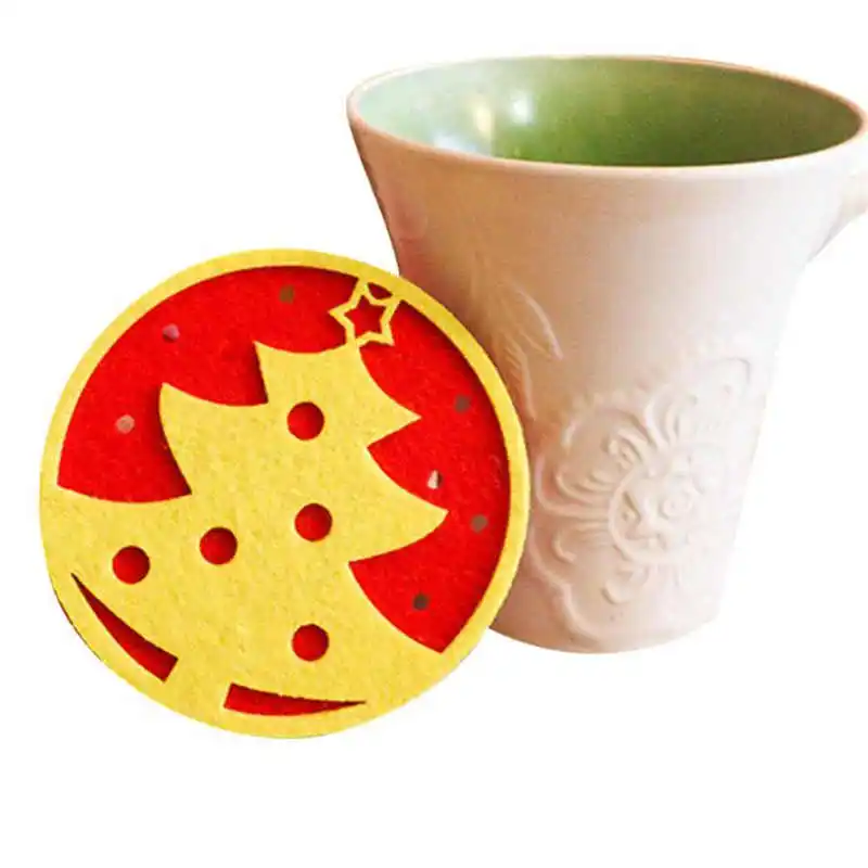 1 pc Christmas Coffee Table New water Coaster Insulation Pad Coaster Doily Diameter 10cm #2o31  (20)