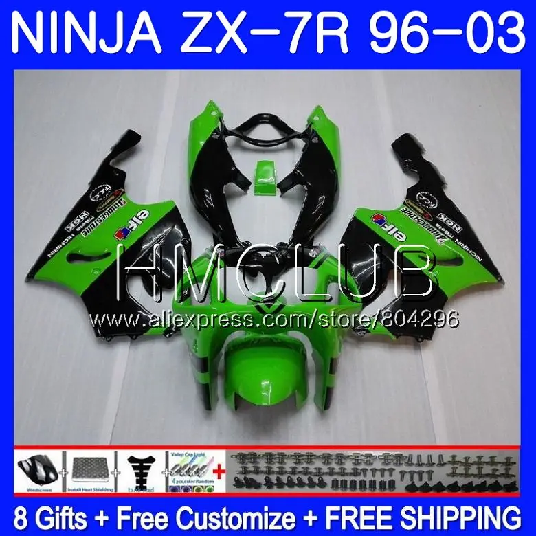 

Body For KAWASAKI NINJA ZX-7R ZX750 ZX 7R 00 01 02 03 11HM.17 Factory green ZX 7 R ZX 750 ZX7R 1996 2000 2001 2002 2003 Fairings