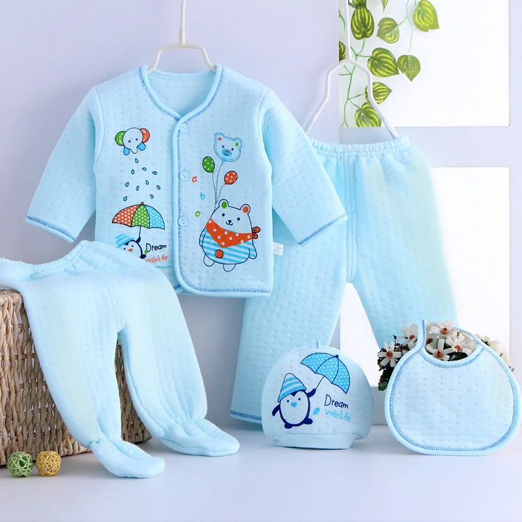 

Autumn and Winter Baby Underwear Set of Newborn Babies Caught Cotton 5 Pieces of Cotton Clothes Baby Warm Package