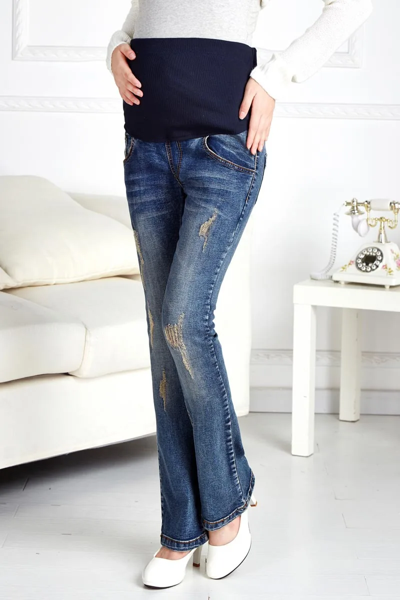 2017 New Spring And Summer Maternity Jeans Cotton Stretch Denim Pants