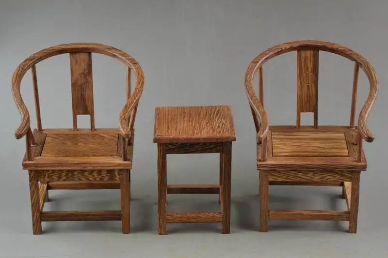 

Old China Handwork suanzhi Carving Rare Lucky A Set Of Table & Chair Model